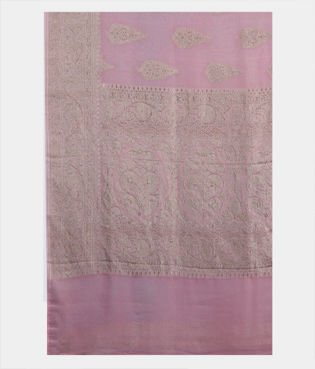 Light Lavender Banaras Georgette Silk Saree T2055584