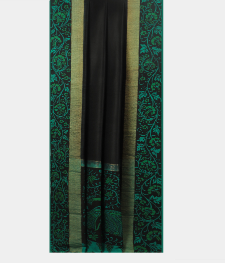 Black Kanjivaram  Handpainted Kalamkari Saree T1564592