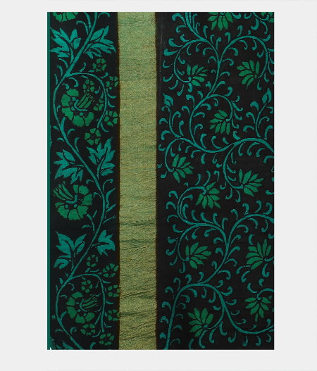 Black Kanjivaram  Handpainted Kalamkari Saree T1564593