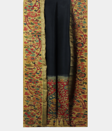 Black kanjivaram Handpainted Kalamkari Saree T1910632