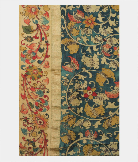 Black kanjivaram Handpainted Kalamkari Saree T1910633