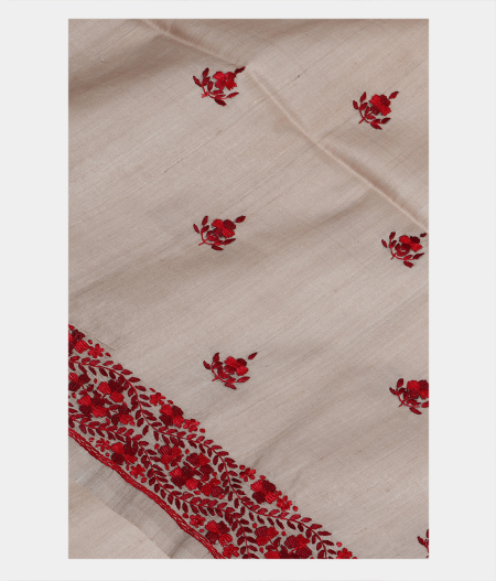 Beige Tussar Embroidery Saree T121403-image