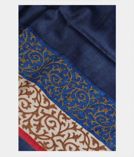 Blue Tussar Kantha Work Saree T205453-image