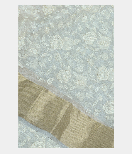 White Silk Kota Embroidery T187427-image