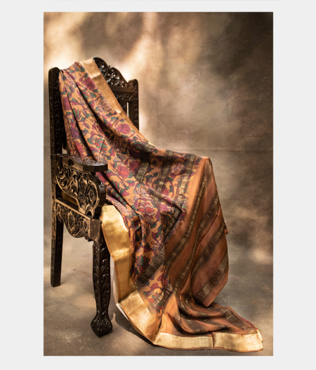 Brown Printed Crepe Silk Saree T208082-image