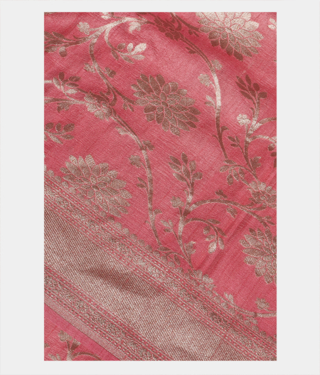 Peach Tussae Georgette Silk Saree T198375-image