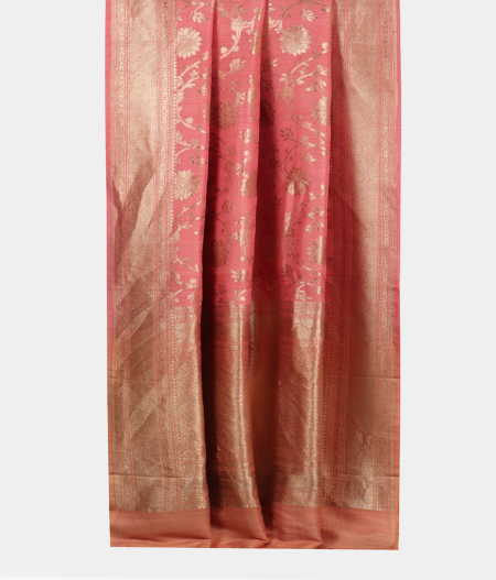 Peach Tussae Georgette Silk Saree T1983752