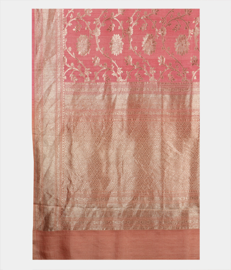 Peach Tussae Georgette Silk Saree T1983754