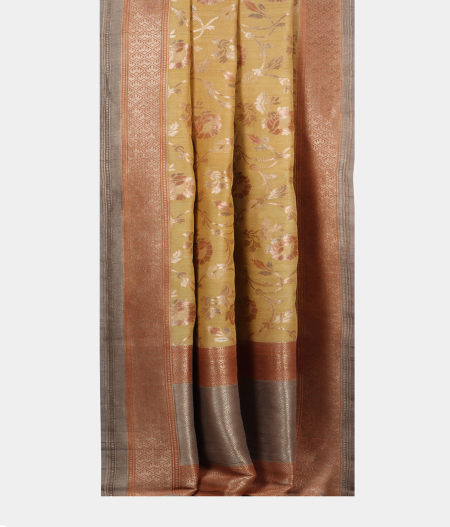 Yellow Tussar Georgette Silk Saree T1962792