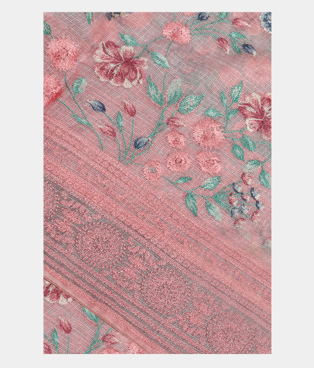 Pink Silk Kota Embroidery Saree T196936-image