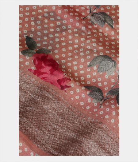 Salmon Pink Tussar Printed Saree T204399-image