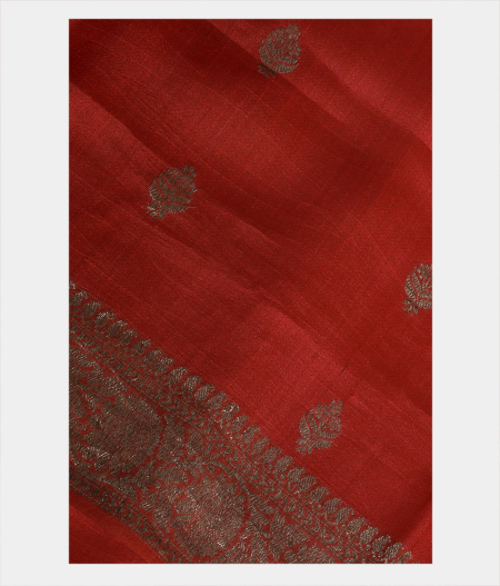 Red Tussar Saree T202061-image