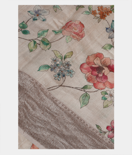 Beige Tussar Printed Saree T204400-image