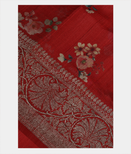 Red Tussar Printed Saree T204443-image
