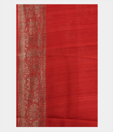 Red Tussar Printed Saree T2044433