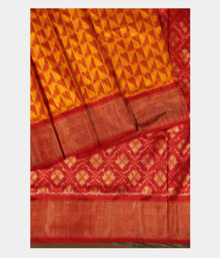 Yellow Ikat Silk Saree T1873152
