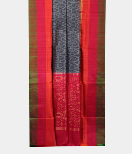 Grey Ikat Silk Saree T1710613