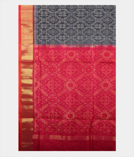 Grey Ikat Silk Saree T1710615