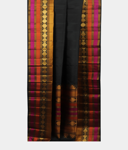 Black Handwoven Kanjivaram Silk Saree T2064422