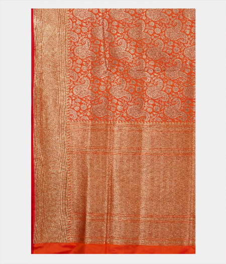 Orange Banaras Silk Saree T1989964