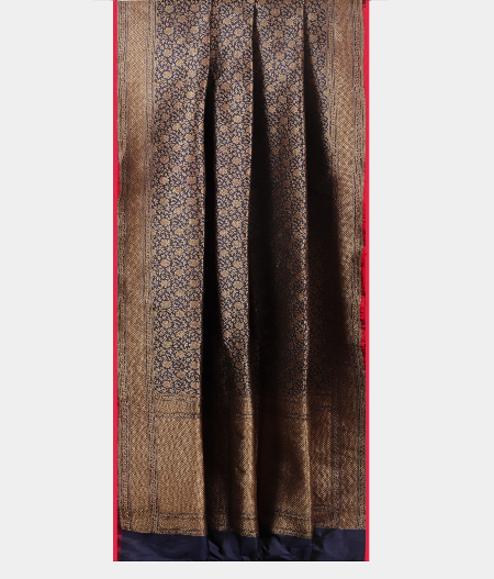 Dark Blue Banaras Silk Saree T2037042