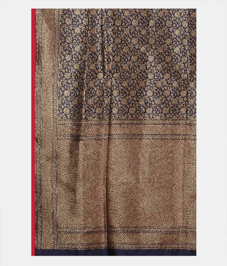 Dark Blue Banaras Silk Saree T2037044