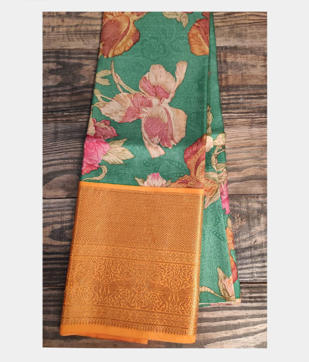 Green Printed Kanjivaram Silk Pavadai T1701192