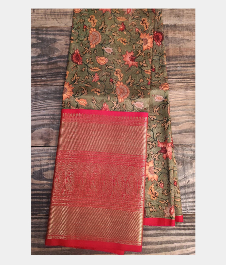 Green Printed Kanjivaram Silk Pavadai T1808602