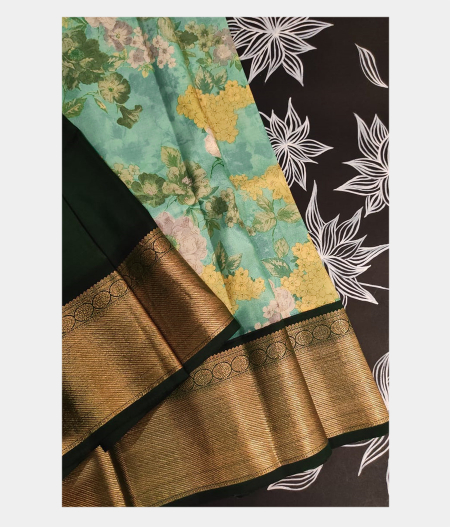 Green Printed Kanjivaram Silk Pavadai T180843 (Kids)-image