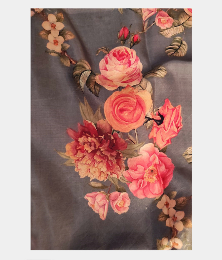 Grey Printed Kanjivaram Silk Pavadai T180156 (Kids)3