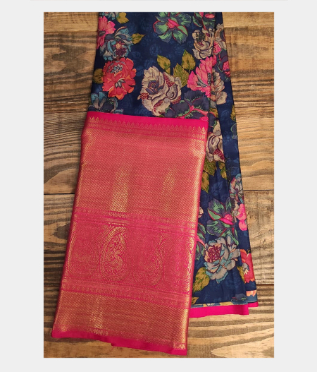 Blue Printed Kanjivaram Silk Pavadai T1808672