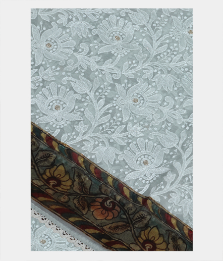 Light Blue Kora Organza Embroidery Saree T203744-image