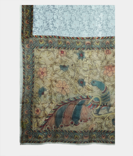 Light Blue Kora Organza Embroidery Saree T2037444