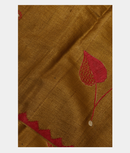 Dark Beige Tussar Embroidery Saree T187362-image