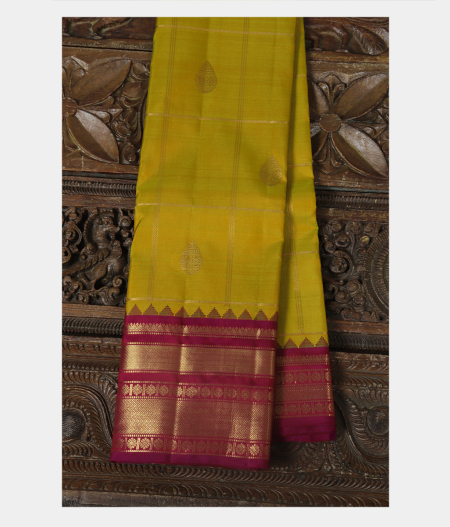 Yellowish Green Handwoven Kanjivaram Silk Saree T210263-image