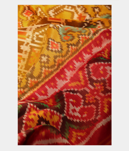 Golden Yellow Patola Silk Saree T1921772