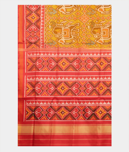 Golden Yellow Patola Silk Saree T1921775
