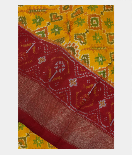 Yellow Ikat Silk Saree T171070-image