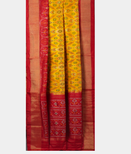 Yellow  Ikat Silk Saree T1710702