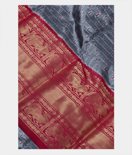 Grey Ikat Silk Saree T204732-image