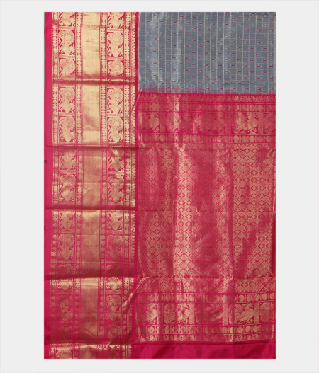 Grey Ikat Silk Saree T2047324