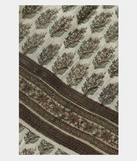 Off White Tussar Printed Saree T167033-image