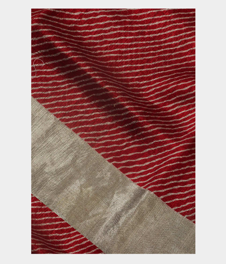 Red Tussar Printed Saree T203451-image