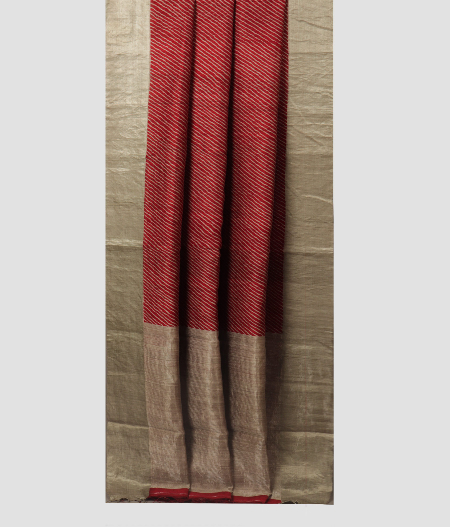 Red Tussar Printed Saree T2034512