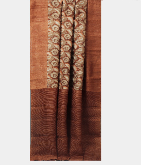 Brown Tussar Printed Saree LK3192