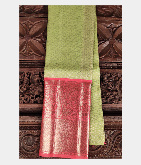 Green Handwoven Kanjivaram Silk Pavadai T211245-image