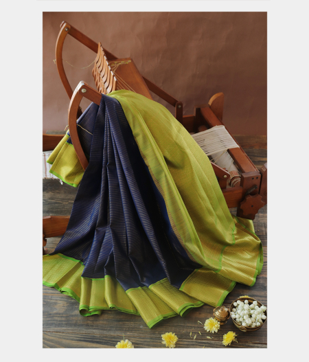 Navy Blue Handwoven Kanjivaram Silk Saree T207643-image