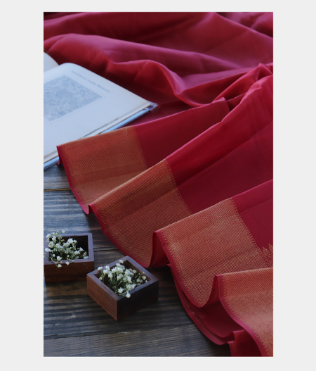 Maroon Kora Organza Kanjivaram Silk Saree T210757-image