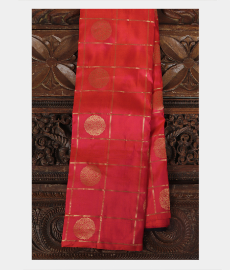 Pinkish Orange Handwoven Kanjivaram Silk Saree T165080-image