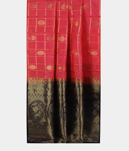 Pinkish Orange Handwoven Kanjivaram Silk Saree T1650802
